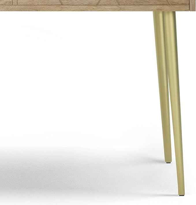 SIMPLIHOME Jager Console Table - 48 Inch Wide Solid Mango Wood Sofa Table in Natural, Mid-Century Modern Storage Table for Entryway or Living Room with 2 Drawers, Brass Inlay, and Gold Metal Legs