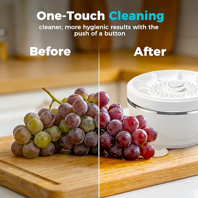 Fruit and Vegetable Washing Machine, 2026 Upgraded Produce Washing Device with Titanium Plate, Waterproof Food Cleaner, Rechargeable for Kitchen and Outdoor Use (2)
