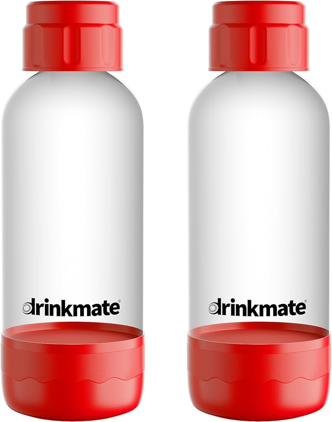 DrinkMate 0.5L Replacement Carbonation Bottles | Compatible with OmniFizz, LUX, and Spritzer | Royal Red, Pack of 2