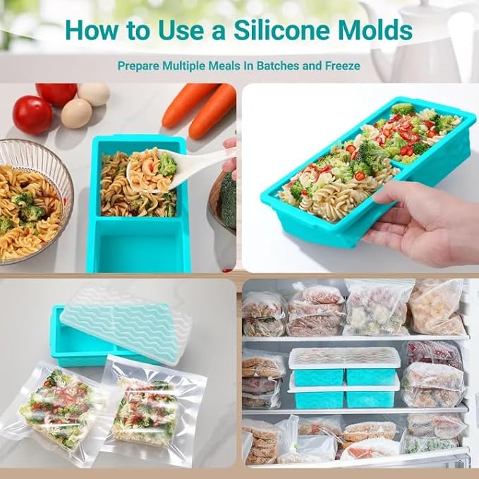 Aopigavi Silicone Freezer Tray with Lid – 2-Cup Soup Freezer Container Molds, Large Ice Cube Trays for Freezing Soup, Sauce & Broth, Meal Prep & Food Storage – Oven & Dishwasher Safe, 2-Pack