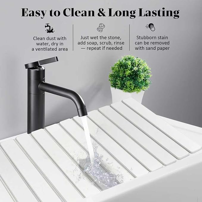 Large Stone Dish Drying Mats for Kitchen Counter, 28"(L)×16"(W), Fast Drying Collapsible Dish Drying Mat, Eco-Friendly Absorbent Diatomaceous Earth Mats for Dishes Bottles, Match Any Countertop