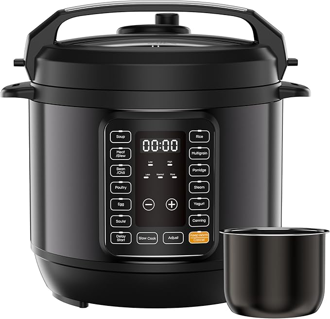DUMOS 16-in-1 Electric Pressure Cooker, 6QT Programmable Multi Cooker with 12 One-Touch Presets, Soup Steam Yogurt and More, Ceramic Inner Pot Delay Start & Keep Warm, Includes Recipe Guide, Black