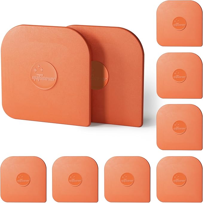 Pan Scraper, 10 Pcs Plastic, Non Scratch for Cast Iron, Pot and Pan Cleaning, Sturdy Scraper Kitchen Tool-Orange