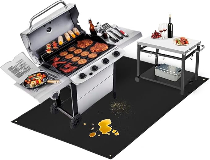 TOHONFOO 60 x 48 in Under Grill Mat for Outdoor Grill - Fireproof BBQ Mats for Grilling to Protect The Deck, Patio, Pavers - Easy to Clean Indoor Fireplace Mat - 0.6mm