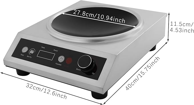 1800W Electric Wok Used for Home and Commercial, Induction Wok with Concave Surface Strong Power Dual Control Mode 10 Power and Temp 24H Timer Induction Cooktop For Cooking