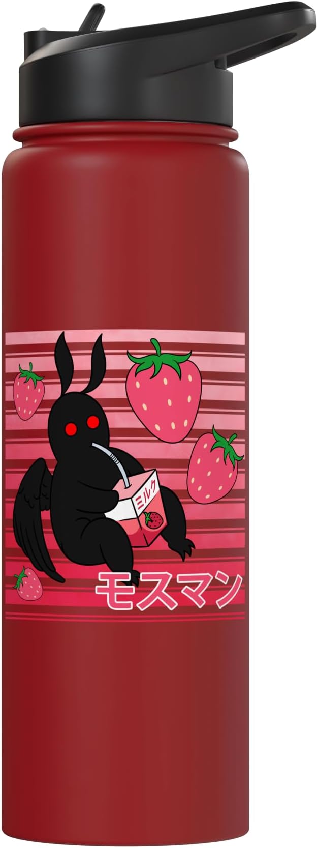 Mothman Kawaii Strawberry Milk Shake Carton Stainless Steel Insulated Water Bottle