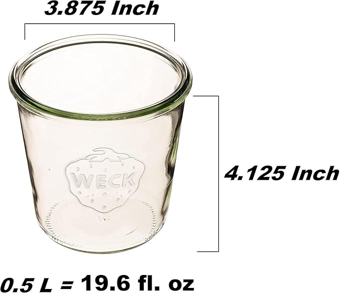 WECK Canning Jars 742 Mold Jars made of Transparent Glass - Eco-Friendly Canning Jar - Storage for Food, Yogurt with Air Tight Seal and Lid - 1/2 Liter Tall Jar Set - (2 Jars)