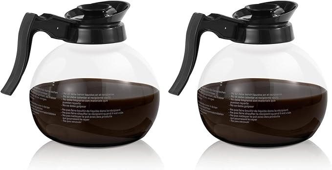 SYBO Coffee Pot Decanter, 12-Cup Glass Coffee Decanter Black (Pack of 2)