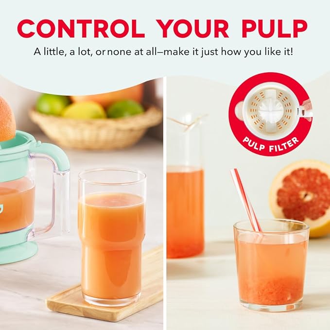DASH Citrus Juicer, Dual Citrus Cones, 20 fl. oz. Capacity, 25 Watts