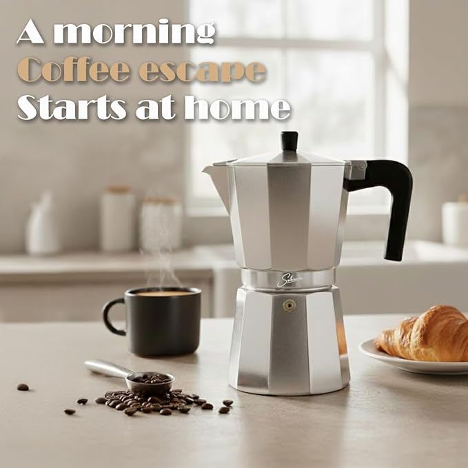 12 Cup Stovetop Espresso Maker Italian Moka Pot, Stove Top Cuban Coffee Maker, Greca Mocha Pot(Basic, 20 oz/600ml)