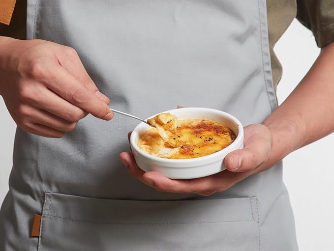ONEMORE Ramekins 4 oz, Creme Brulee Ramekins Oven Safe Ceramic Shallow Souffle Dishes for Baking Custard, Mini Pies, Puddings and Dipping Sauces 4.5 inch White Mini Round Quiche Pans Set of 6