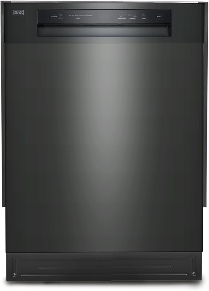 BLACK+DECKER 24" Built-In Dishwasher, 12-Place Setting Capacity with Stainless Steel Tub, Dish Washer with 5 Wash Programs and Smart Wash Cycle, ENERGY STAR Certified, BDW100MB, Black