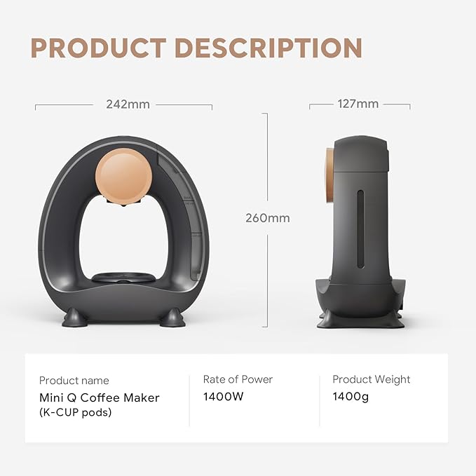 Single-Serve Coffee Maker, 2 in 1 One Cup Coffee Machine Compatible with K-Cup Pod & Coffee Grounds/Tea with One Button Operation,Fast Brew in 1 minute,Compact For Home, Office, RV and Dorm (Black)