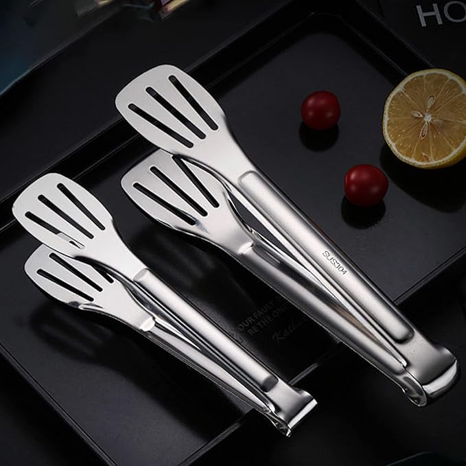 2 Pack Kitchen Tongs Stainless Steel Locking Cooking Barbecue Grilling Food Tongs Kitchen Clamps Sturdy High Resistant Heat Tongs (2PC (7inch and 12inch))