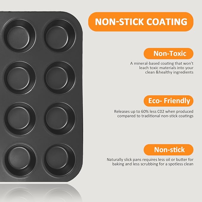 10PCS Nonstick Baking Pans Set - Bakeware Sets for Cooking, Oven and Dishwasher Safe, Non Toxic, Includes Cookie Sheets for Baking, Muffin Pan, Bread Pan, Cake pan, Loaf Pan Roasting Pan Black