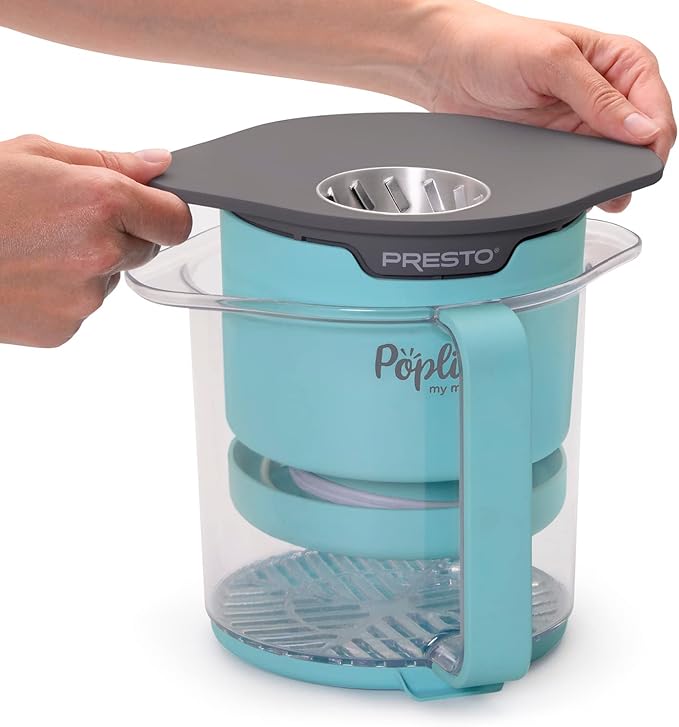 Presto 04811 PopLite My Munch Hot Air Popcorn Popper - Personal Sized,Built-In Serving Bowl,Compact Design,8 Cups,Blue,(Pack of 2)