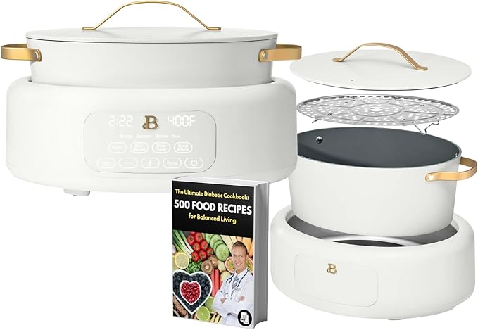 6-Quart 10-in-1 Programmable Multicooker – All-in-One Electric Pressure Cooker, Slow Cooker, Rice Cooker, Steamer & More with Digital Controls, Recipes Included by Drew Barrymore