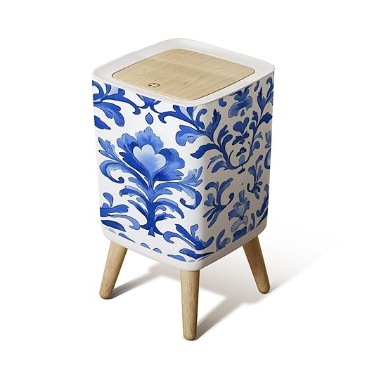 Small Trash Can with Lid Seamless vintage ornamental watercolor paint pattern for fabric Wastebasket with Press Cover Dog Proof Garbage Can Waste Bin for Kitchen Bathroom Nursery 2.6 Gallon