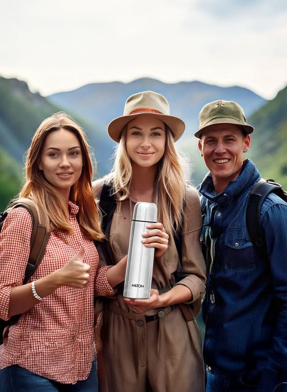 Milton Vacuum Flask for Hot Drink 500 ml (16 oz), Stainless Steel Double Walled Insulated Water Bottle for 24 Hour Hot and Cold Drinks, Leak proof, BPA Free, Thermosteel Flip Lid Set of -2