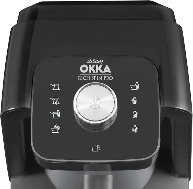 Arzum Okka Rich Spin Pro Turkish Coffee and Hot Beverage Maker, Velvetiser, Milk Frother, 120V, 5 Cups, Stainless Steel Cooking Pot, Chrome