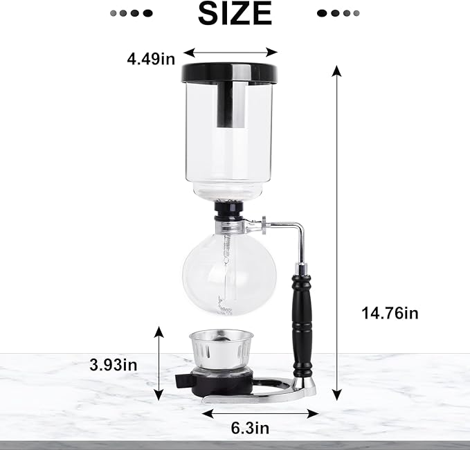 YUCHENGTECH Siphon Syphon Coffee Maker Tabletop Glass Siphon Pot Glass Technica Siphon Vacuum Coffee Maker(5 Cups(600ml))