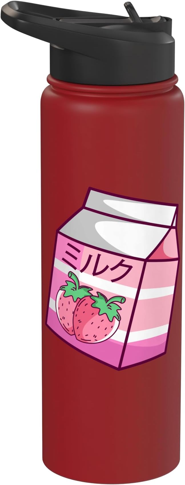 Kawaii Japanese Pink Retro 90s Strawberry Milk Carton Stainless Steel Insulated Water Bottle