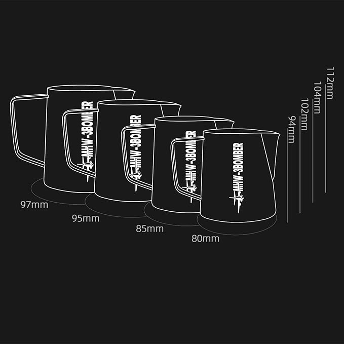 MHW-3BOMBER Espresso Steaming Pitcher Milk Frothing Pitcher Stainless Steel Milk Coffee Cappuccino Latte Art Barista Cup 20oz/600ml (Glossy), P5003S