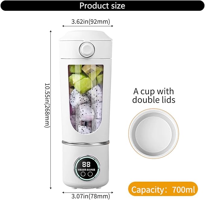 Electric Blender Cup,700ml Mini Kitchen Fruit Blender | Electric Vegetable Juicer,for Women Men Teens Adults Kitchen Gym Travel Dormitory Apartment Hotel School