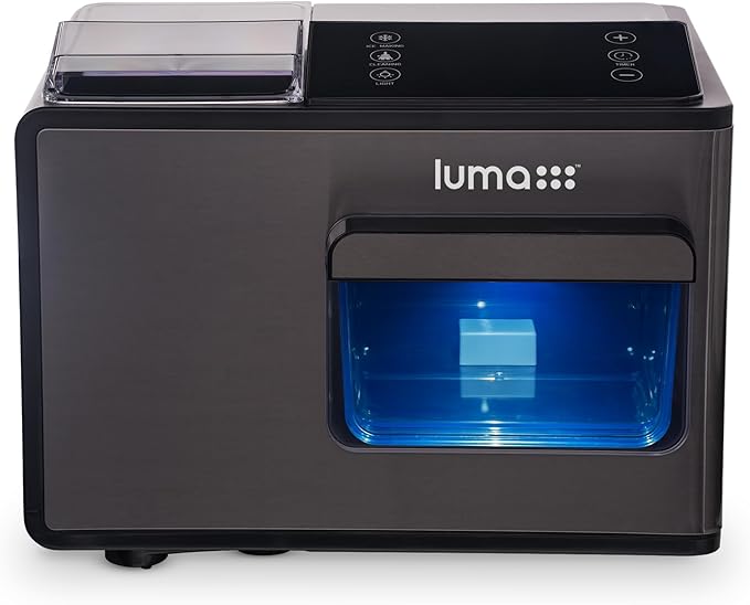 Luma Nugget Countertop Ice Maker, 44 lbs in 24 Hours, Black Stainless Steel Ice Machine, Perfect for Home Bar, Kitchen Countertop, RV, Home Office