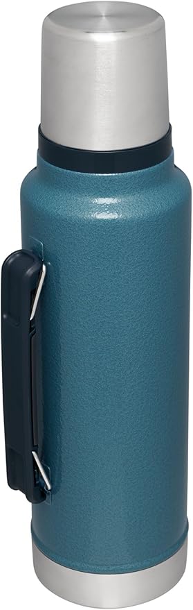 Stanley Classic Legendary Vacuum Bottle 1.5 qt, Wide Mouth with Leakproof Cup Lid, Keep Drinks Hot or Cold, Packable for Travel, Insulated Stainless Steel Thermal Bottle, BPA-Free, Hammertone Lake