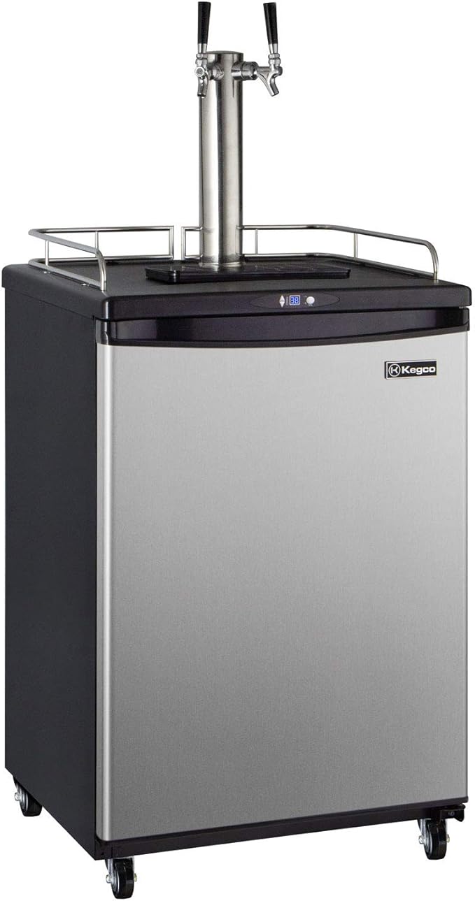Kegco Keg Dispenser, Two Faucet, Stainless Steel