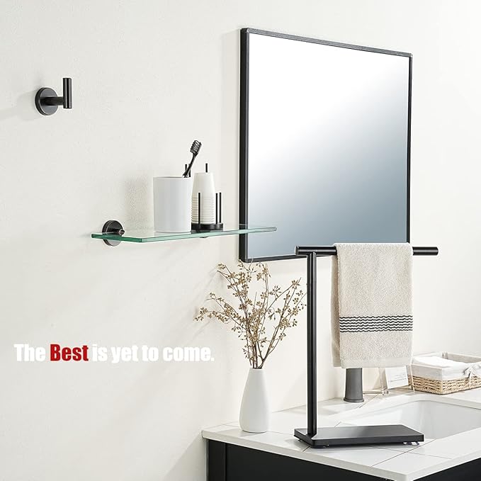 JQK Bathroom Glass Shelf Oil Rubbed Bronze, Tempered Glass Shower Storage 16 by 5 inches, 304 Stainless Steel ORB Wall Mount, TGS101-ORB