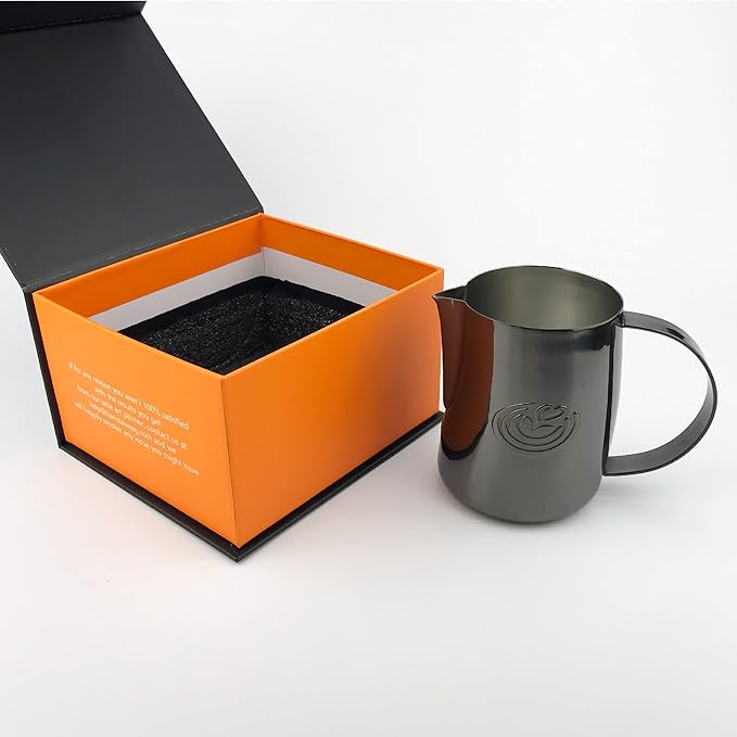 Barista Swag Curved Body Coffee Milk Frothing Cup for Espresso Machines Latte Art 500ml Steaming Pitchers (Mirror Black)