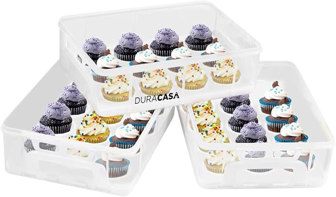 Cupcake Carrier, Cupcake Holder | Premium Upgraded Model Holds Cupcakes Steadier | Store up to 36 Cupcakes or Muffins | Stacking Cupcake Storage Container | Use 1,2, or 3 Tiers (White)