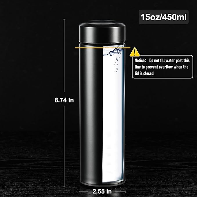PARACITY Insulated Water Bottle, 17 oz Stainless Steel Water Bottles, Double Wall Vacuum for Hot Drinks, Metal Water Bottle Keeps Hot for 12 Hrs, Cold for 24 Hrs, for Coffee, Tea