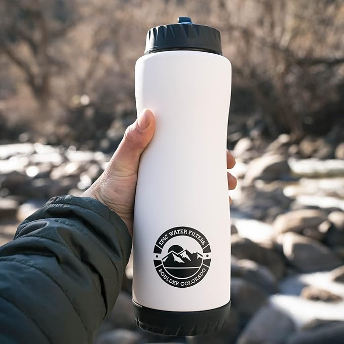 Epic Water Filters Vostok Vacuum Insulated Water Bottle with Filter, USA Made, BPA Free, Removes 99.9% Tap Water Contaminants, Stainless Steel, Dishwasher Safe