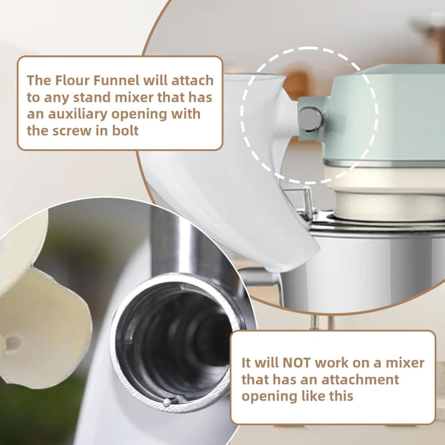 Flour Funnel for Kitchen Aid Mixer – Stand Mixer Attachment for KSM150 5-Quart Tilt-Head, Easy-Pour No-Mess Baking Tool, Fits Flour, Sugar & Egg Liquid, (red)