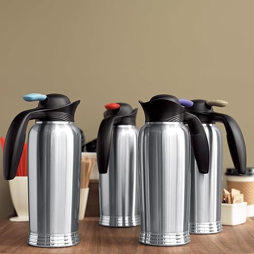 Service Ideas 10-00744-004 ErgoServ Creamer with ID Socks, 1 Liter, Brushed Stainless/Black