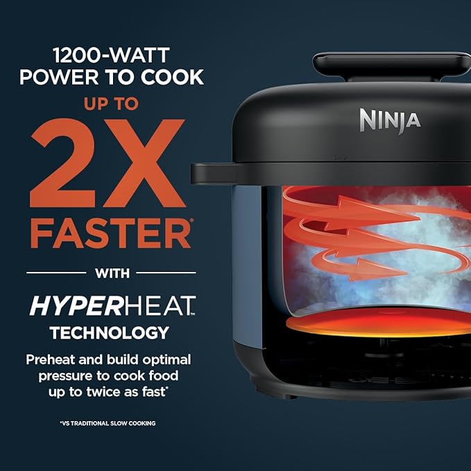 Ninja HyperHeat 9-in-1 6.5-qt Pressure Cooker | Steams, Slow Cooks, Sears, Sautés, Sous Vide, Yogurt & More | With SimpliServe Pot | Powerful 1200-Watt | Blue Macaron | PC201