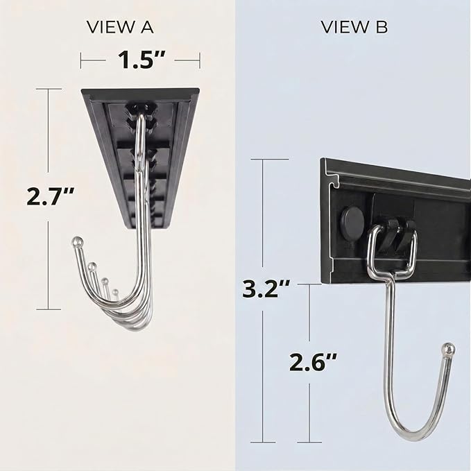 2pcs Utensil Racks with 6 Hooks 11 Inch Mug Holder Under Cabinet Kitchen Utensil Holders Multifunctional (11 inch)