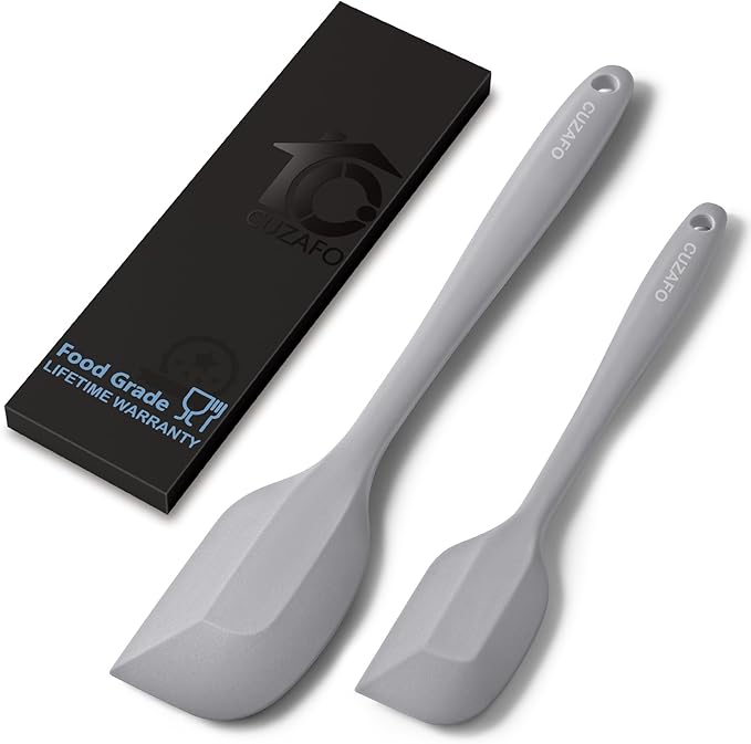 Heat Resistant 600℉ Silicone Spatula, Turner Mixing Spatulas set BPA Free Dishwasher Safe for Nonstick Cookware, Grey