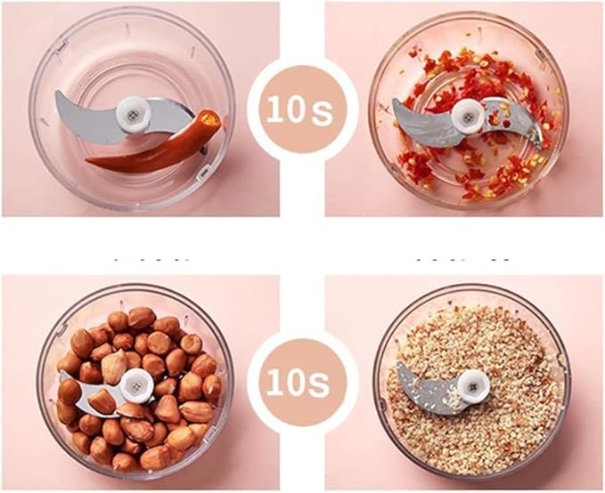 Mini Portable Electric Chopper for Garlic Onion, 100ML Electric Garlic Chopper Food Chopper, USB Rechargeable Vegetable Chopper Garlic Mincer Small Food Processor for Veggie Meat (Gray : Pink)
