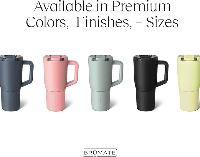 BrüMate Müv - 25oz 100% Leak Proof Insulated Coffee Mug with Handle & Lid - Stainless Steel Coffee Travel Mug - Double Walled Coffee Cup (Navy Polka Dots)