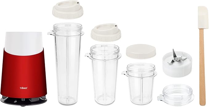 Tribest Personal Blender II, Small Portable Blender for Shakes & Smoothies with BPA-Free Cups, Red
