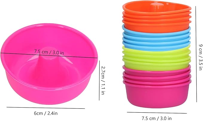 16PCS Mini Donut Mold, Silicone Donut Pans Reusable Baking Cups Cupcake Mold Bright Colors for Pastries Puddings