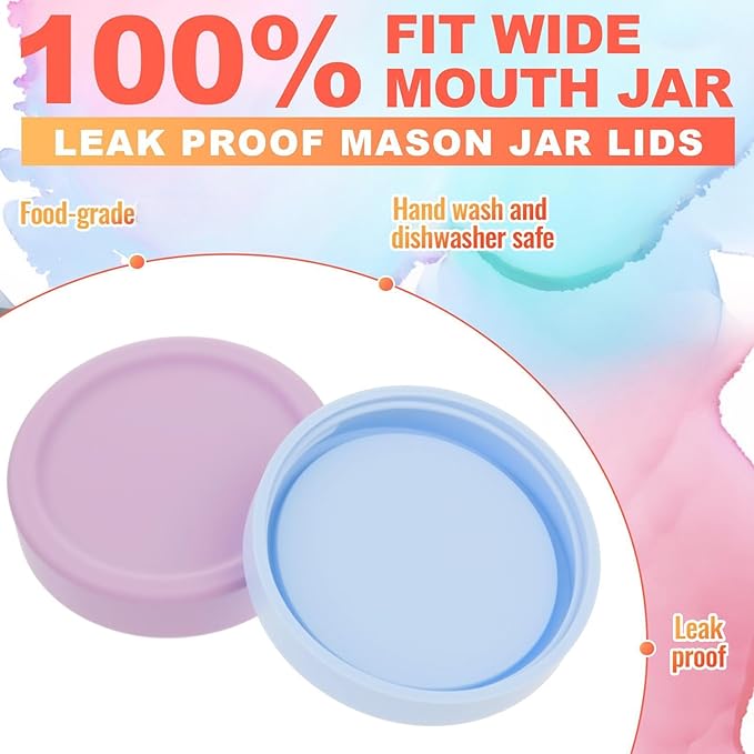 Teenyyou 6 Pcs Mason Jars 3 Wide and 3 Regular Mouth Lids Mason Jar Lids Thickened Leak Proof Lid for 86 mm and 70 mm Wide and Regular Mouth, Reusable Canning Jar Caps (Morandi)