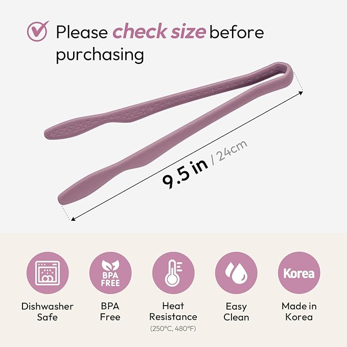 carrotez Silicone Tongs for Cooking, Anti-Slip,Non-Scratch Kitchen Tongs 9.5 inch Silicone Tongs 1Pack - Pink