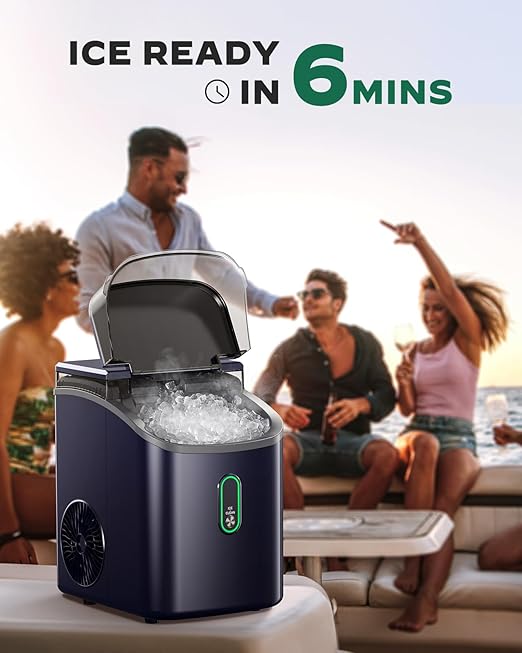 Silonn Nugget Ice Maker Countertop, Pebble Ice Maker with Soft Chewable Ice, One-Click Operation Ice Machine with Self-Cleaning, 33lbs/24H for Home,Kitchen,Office