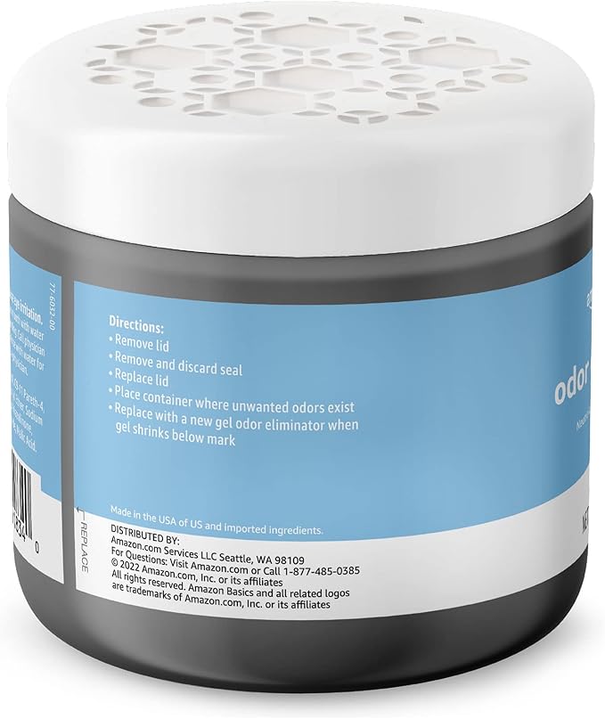 Amazon Basics Odor Eliminator, Gel, Activated Charcoal | Fragrance Free | 17 Oz | Pack of 2