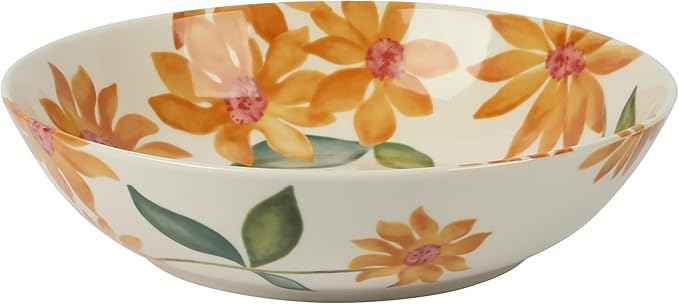 Bloomhouse Sunnyflower 2 Piece Hand-Painted Floral Stoneware Serving Set